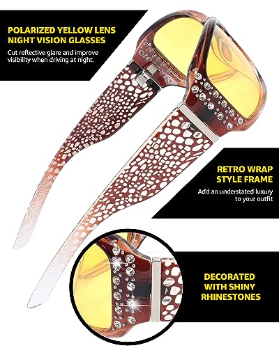 IGnaef Night Driving Glasses for Womens Yellow Polarized Night Vision Glasses Anti Glare IF0103