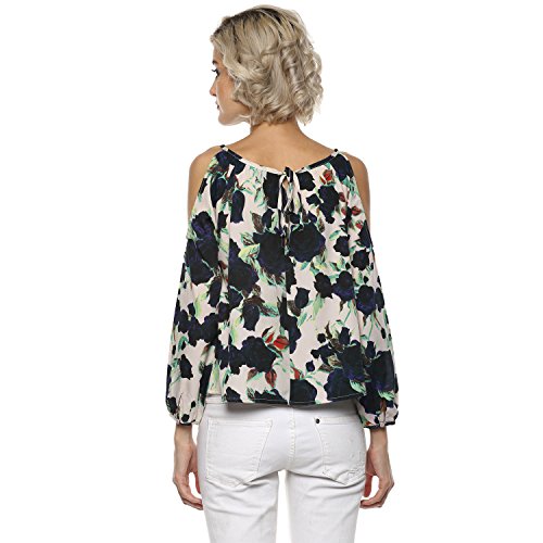 Image of Harpa Cold Shoulder Black Blouse(GR5096B-BLACK)