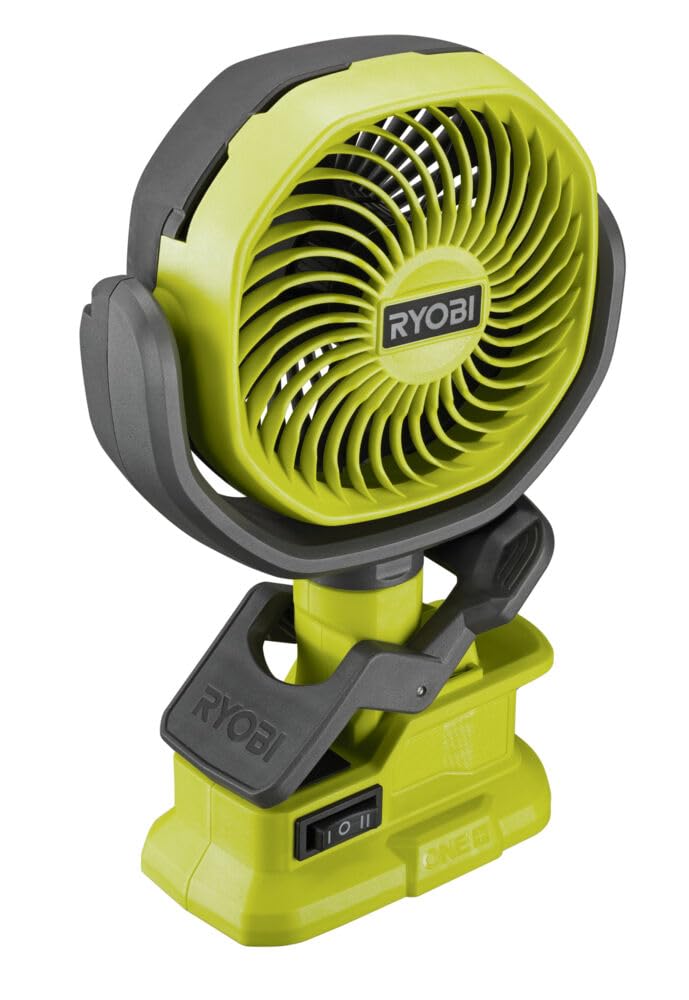 RYOBI - Ventilateur Sans Fil 18V ONE+ RCF18-0 – 2 Vitesses, Silencieux, Tête orientable – Parfait pour Télétravail, Bureau, Camping – Batterie Non Incluse