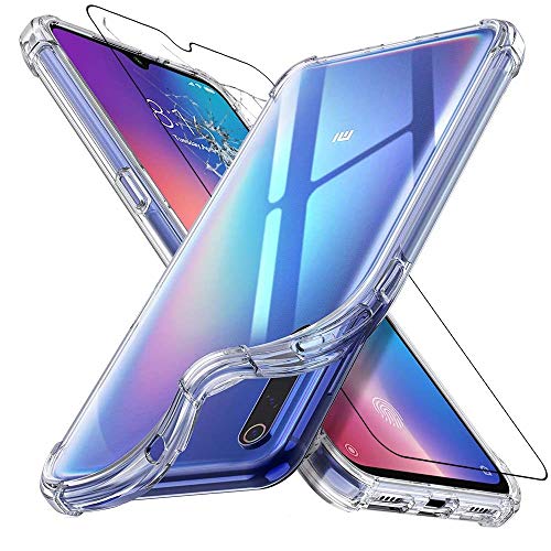 ebestStar - Funda Compatible con Xiaomi Mi 9 Carcasa Silicona, ángulos Reforzados, Ultra Claro Case Cover, Transparente + Cristal Templado Protector Pantalla [Mi 9: 157.5 x 74.7 x 7.6mm, 6.39'']