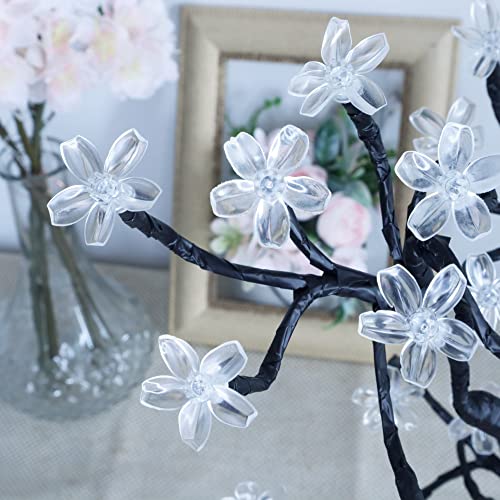 Fuchsun Led Cherry Blossom Tree Lamp 18 Inch Light Up Bonsai Tree Battery Usb Powered Artificial Flower Tree For Spring Indoor Wedding Party Decoration Birthday Gift (Blue) #TOP3