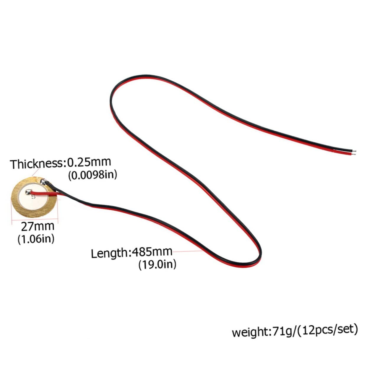 ERINGOGO 12pcs Guitar Pickup Buzzer Tuner Guitar Microphone Sounder Sensor Trigger Pickup Transducer Trigger Buzzer Drum Transducer Buzzer Ceramic Wafer Plate Metal