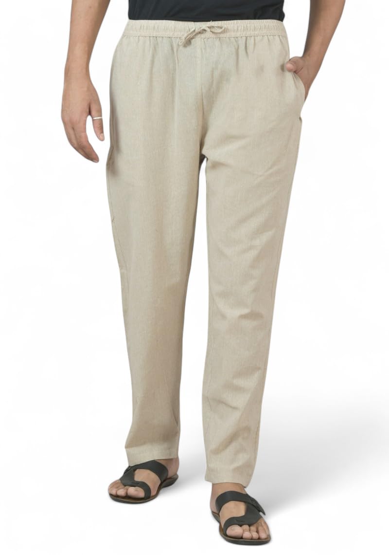 qashida Men’s Formal Cotton-Linen Trousers, Waist with Drawstring, Formal & Lounge Wear-picture-15