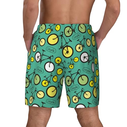 Bicycle Pattern Funny Men's Swim Trunks Board Shorts Quick Dry-4