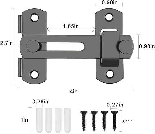 Miniatura 2 de Cerradura de puerta de granero, 2 piezas, pestillos de puerta corrediza de granero de 180 grados, pestillo de puerta para puerta de granero, puerta