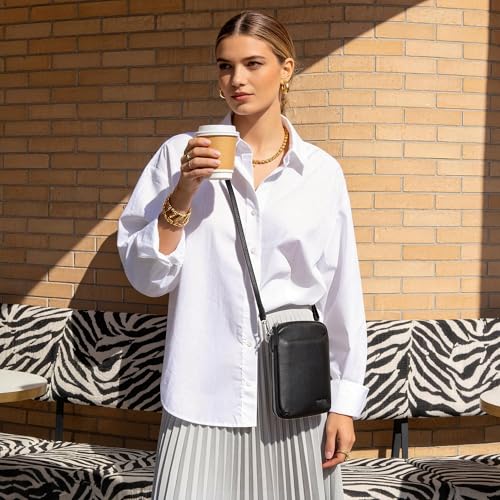 Image of befen Genuine Leather Crossbody Cell Phone Purse for Women, Small Zip Around RFID Blocking Crossbody Wallet Bags