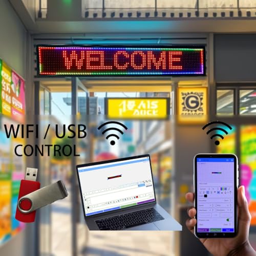 Image of P10 Programmable Scrolling LED SIGN 40 inchx8 inch LED Display, High Brightness & IP65 Waterproof Indoor Outdoor Digital Signage led screen, Open Signs Welcome Sign for Homedecor & Business Advertising