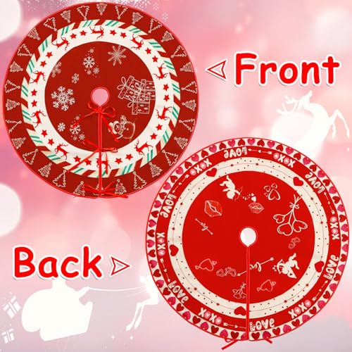 36-Tree-Skirt-Red-Double-Sided-Print-Mat-with-Snowflake-Reindeer-Love-Heart-Pattern-for-Holiday-Party-Decoration 36 Tree Skirt Red Double Sided Print Mat with Snowflake Reindeer Love Heart Pattern for Holiday Party Decoration