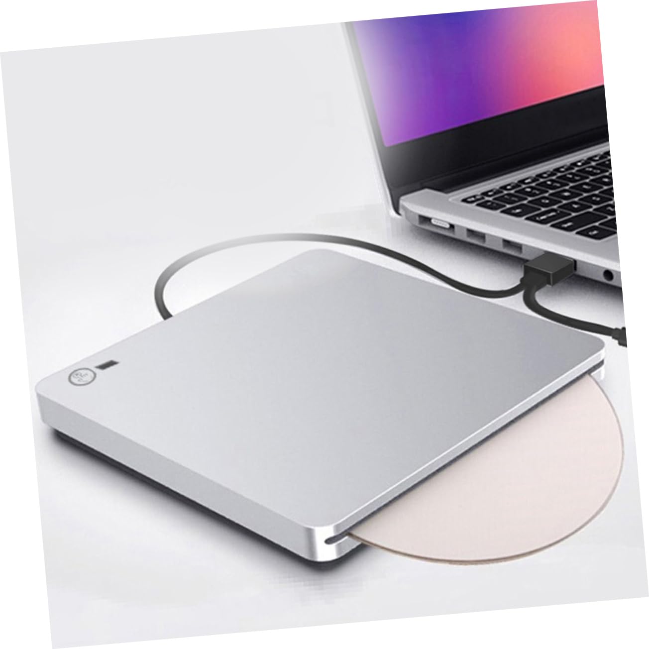 Homoyoyo Grabadora De CD Tipo c Grabadora De CD De Doble Succión Multifuncional Compatible y Ligera Plateada