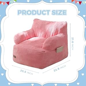 MAXYOYO Kids Bean Bag Chair, Stuffed Toddler Bean Bag Sofa with Filler Bean Bag Chair for Boys and Girls, Lazy Sofa with Pocket Floor Chair for Gaming, Reading, Pink MAXYOYO Kids Bean Bag Chair Stuffed Toddler Bean Bag Sofa with Filler Bean Bag Chair for Boys and Girls Lazy Sofa with Pocket Floor Chair for Gaming Reading Pink