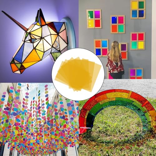 SWTYExt 7 Stück Folie Hitzebeständig für Lampen Gelb Lampenfolie 29,7 x 21cm Farbfolien Gel Farbfilter A4 Transparente Farbkorrektur für Foto Lampe Scheinwerfer Grafie Studio Strobe Blitz LED