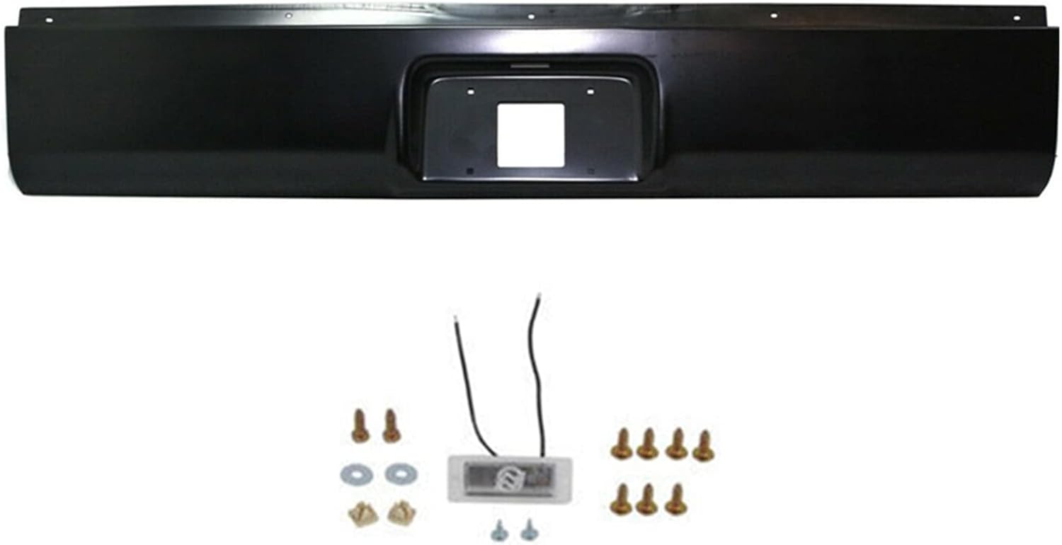 Rear Steel Bumper Roll Pan Primed Steel Replacement for 1999-2006 Silverado 1500 Sierra 1500 Fleetside w/License Plate Light
