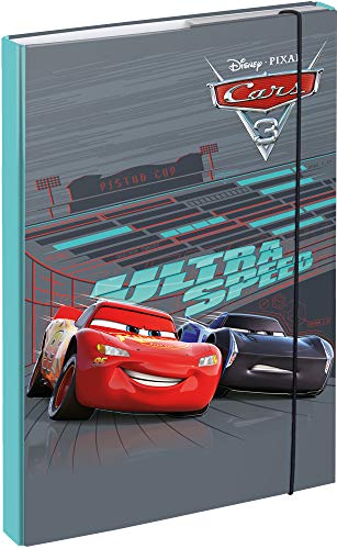 Heftbox für Schulranzen A4 - Sammelmappe für Kinder mit Gummiband und Innenklappen - Heftmappe, Sammelbox mit Gummizug für Jungen (Cars)