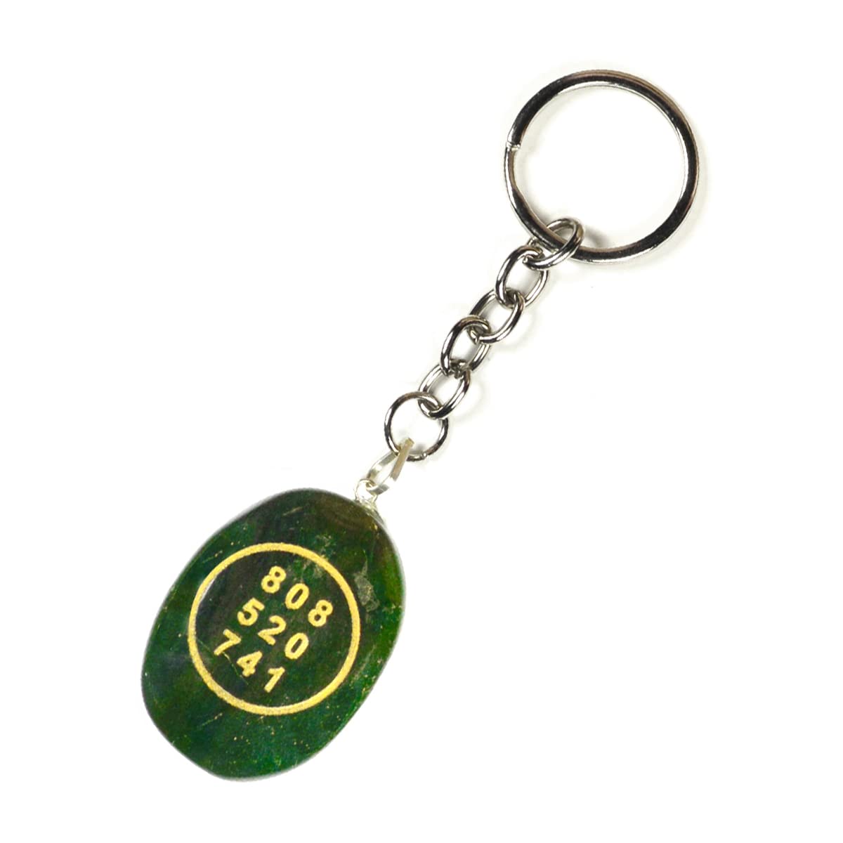 Natural Green Jade Zibu Symbol Stone Cabochon Keychain, Zibu Symbols Crystal for Money Key Chain-image-16