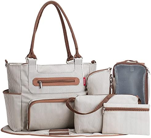 SoHo Grand Central Station Diaper Bag 7Pc, Striped