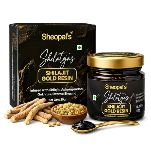 Image of Sheopals Shelatejas Shilajit Gold Resin 20g | 500mg / seving | 78% Fulvic Acid | Boost Energy, Stamina, Muscle Growth | 80 Servings - Lab Tested