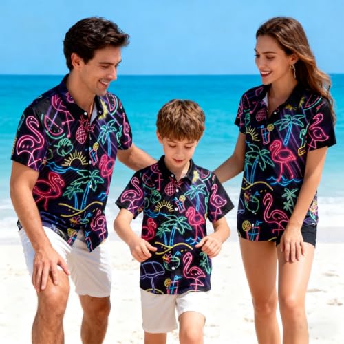 Image of uideazone Boys Novelty Print Short Sleeve Button Down Hawaiian Shirt 5-14Y