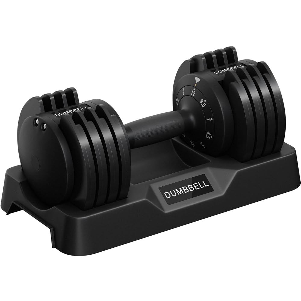 Yaheetech Haltère Réglable 12/25 kg de Musculation 5 en 1 Ensemble d'Haltères à Charge Variable avec Base de Rangement pour Entraînement Fitness Gym à Domicile Bureau