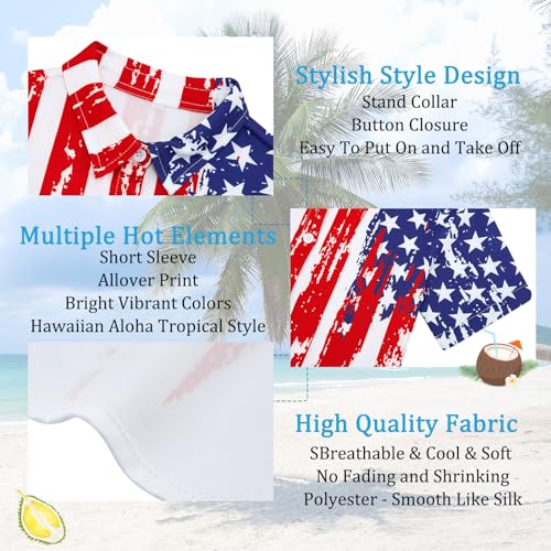 Image of uideazone Boys Hawaiian Shirts Novelty Printed Funky Short Sleeve Button Down Shirt Kids Aloha Luau Shirt 7-14T