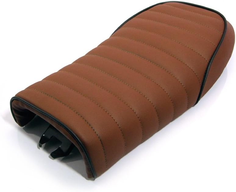 Alchemy Parts Motorcycle Seat Rider & Pillion - Brown for Retro Scrambler or Brat Bike Project
