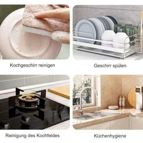 Biologisch Abbaubarer Spülschwamm 12er Set – Kompostierbarer Naturschwamm Aus Sisalfaser und Baumwolle, Umweltfreundlicher Putzschwamm – Geruchloser Küchenschwamm, Küchenschwamm, Schwamm nachhaltig