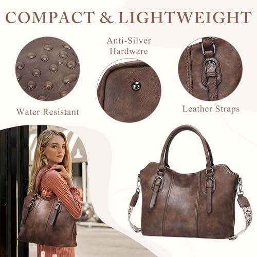 Hobo Bags for Women,VASCHY Vegan Leather Handbag Purse Top Handle Satchel Boho Shoulder Bag with Crossbody Guitar Strap - Image 6