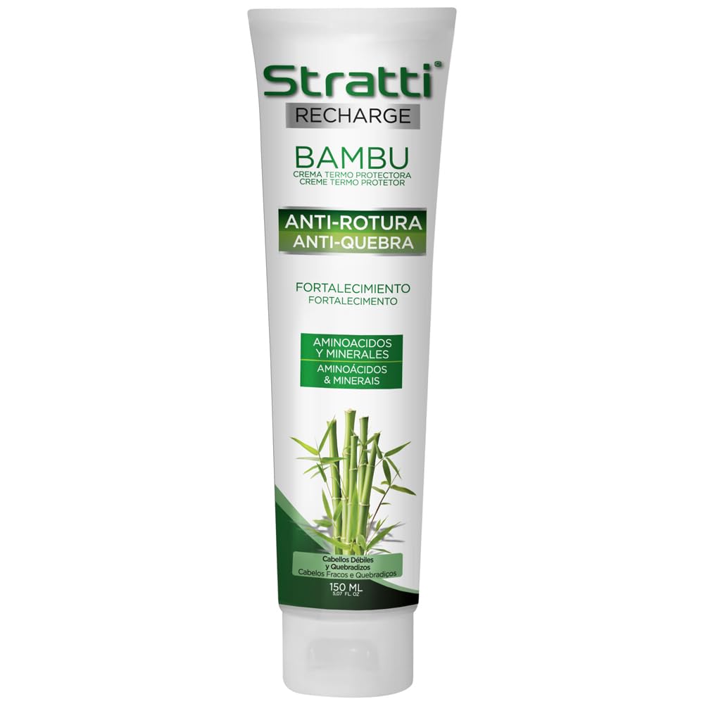 Pack Mantenimiento Stratti Bambú & Keratina 5 productos - Champú sin sal + Mascarilla + Crema de peinar + Carga de tratamiento + Gorra térmica