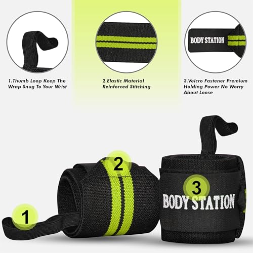 Image of Pro Weightlifting Wrist Wraps with Thumb Loop | Adjustable Gym Wrist Support for Men & Women - Powerlifting, Crossfit, Strength Training & Pain Relief