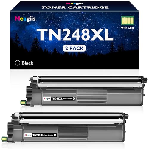 Meagiis TN248XL TN248 TN-248XL Black Toner Cartridge Compatible for tn248bk for Brother HL-L3220CWE Toner for DCP-L3520CDWE Toner for MFC-L3760CDW MFC-L3740CDWE HL-L3240CDW DCP-L3560CDW (2 Black)