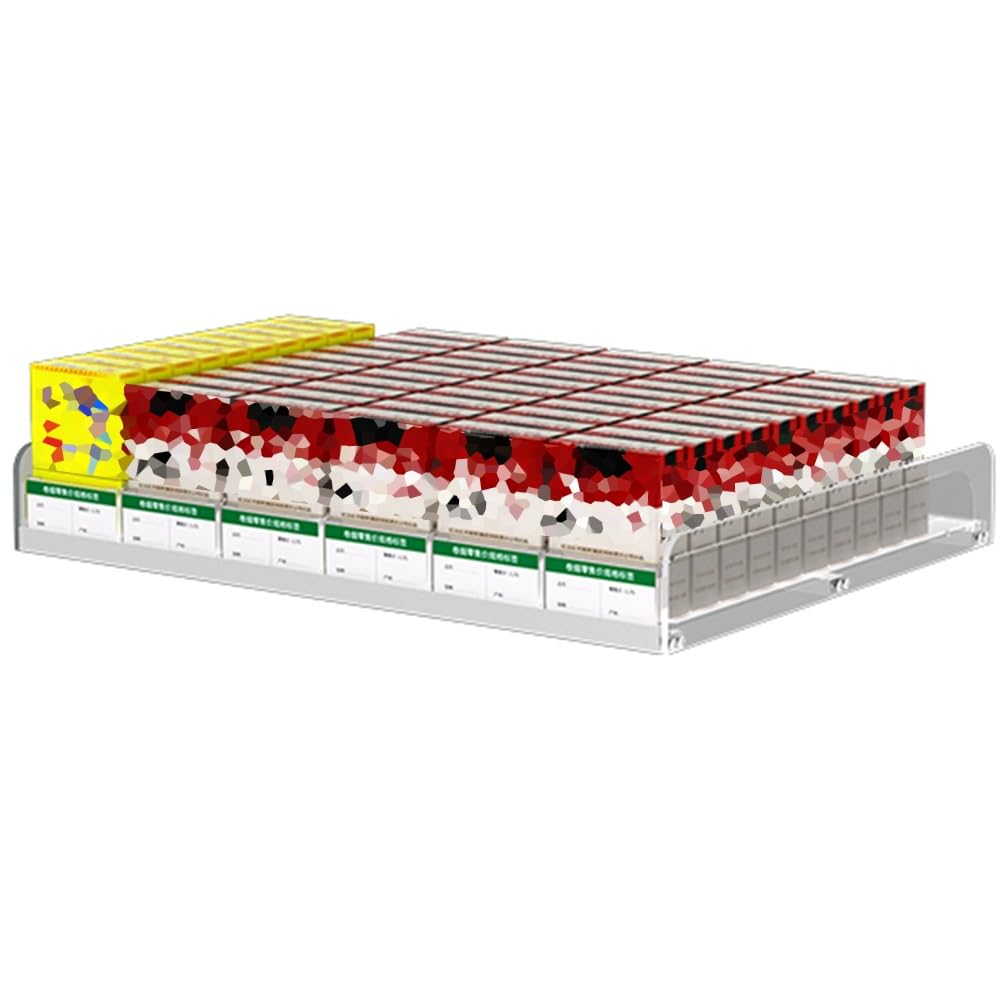 Présentoir à cigarettes mural transparent avec poussoir automatique – Présentoir pour magasins de proximité et magasins, 38 x 26,5 x 6 cm | Vitrine optimale pour une meilleure visibilité et vente