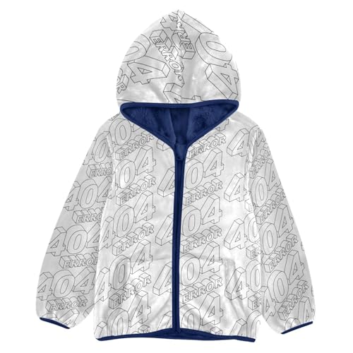 404 Error Pattern Girls Fleece Jacket Girls Fall Jacket Girls Zip Up Hoodie Girls Sherpa Jacket 2-10T