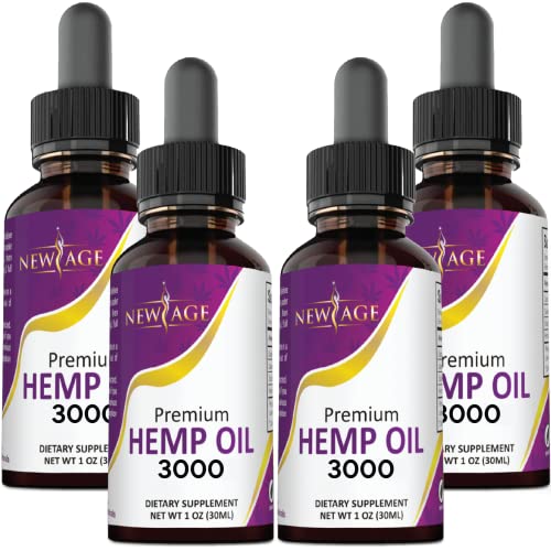 Hemp Oil - 4 Pack - All Natural of Hemp Drops - Grown & Made in USA - Natural Hemp Drops by NewAge (3000 (Pack of 4))