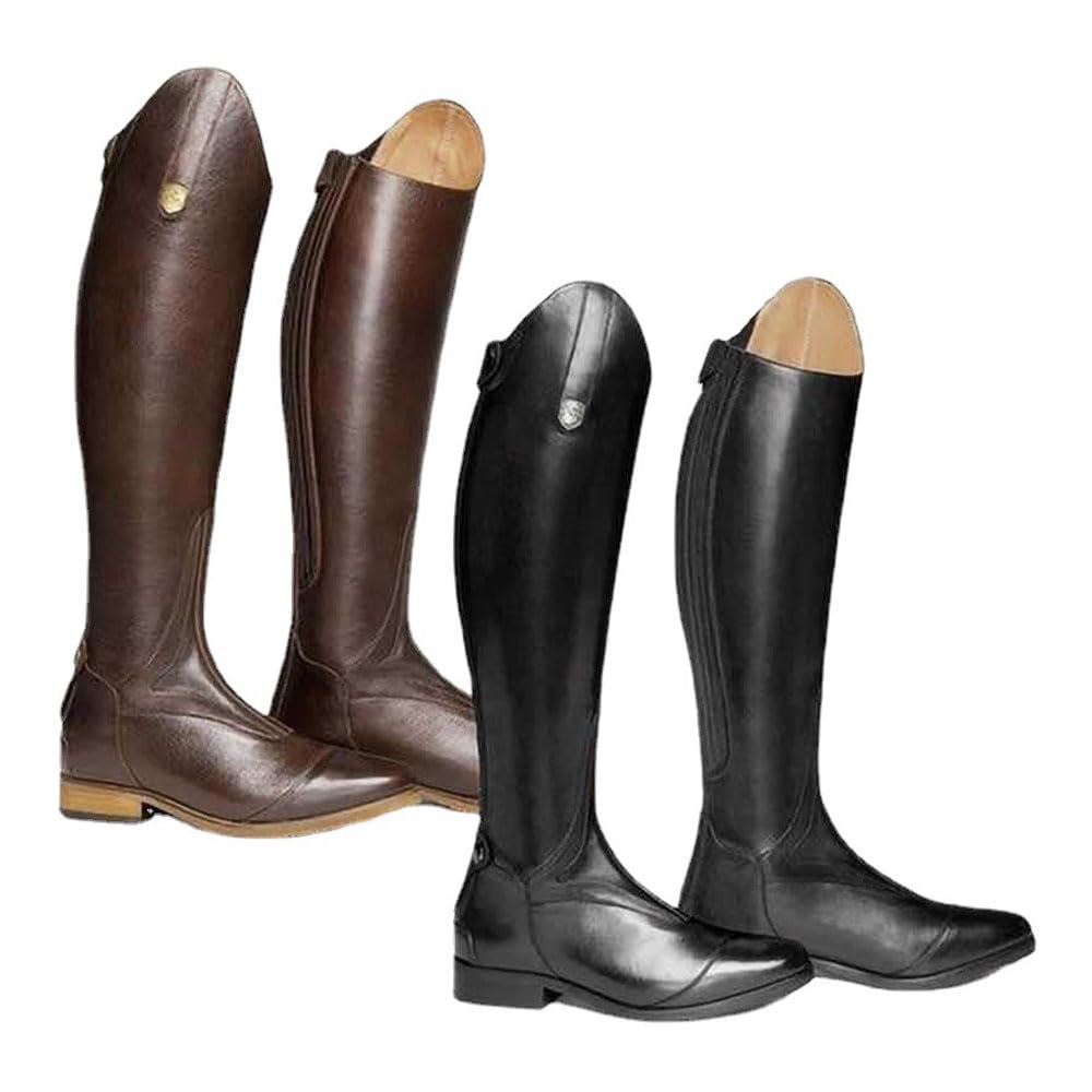 Bottes D'équitation pour Femmes Bottes De Cheval en Cuir PU Jusqu'au Genou Bottes D'équitation à Fermeture éclair Arrière pour Dames (Black,37)