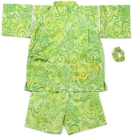 Amazon Rosella 甚平 シュシュ付 緑黄 子供 男の子用 個性的 綿100生地 じんべい 黄色 着物 浴衣 甚平 通販