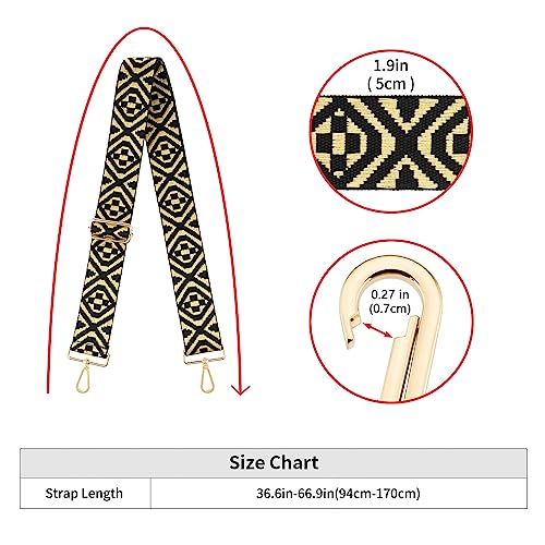Image of Wide Shoulder Strap Adjustable Replacement Belt Guitar Style Crossbody Bag Handbag Strap Multicolor Canvas Straps(Wide:2in)(Color9)