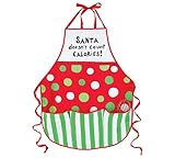 Santa Doesn't Count Calories Apron Hand Painted Christmas Baking Chef Kitchen