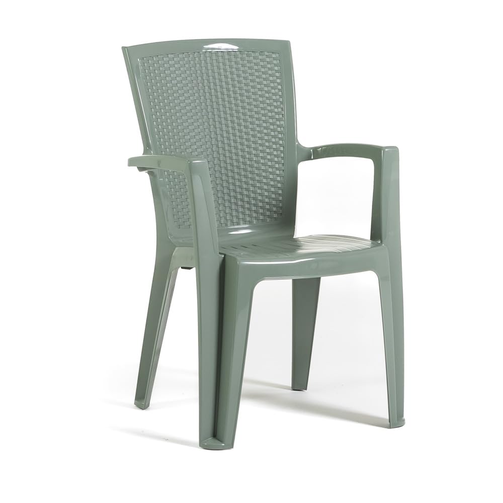 RATTATAN Diana - chaises empilables d'extérieur et de Jardin en résine Effet rotin avec accoudoirs (4, Vert Sauge)