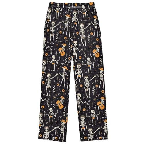 Boy's Pants Fun Skeleton Jogger Pants Elastic Waist Long Bottoms Trousers with Pockets 6-14 Years