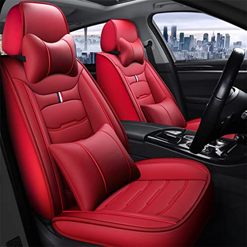 Yajomi Car Seat Covers Fit for Chevrolet Malibu 2000-2021 2 Front Seats Luxury Wear-Resistant Non-Slip Waterproof Faux Leather Cushion Cover Protectors Car Interior Accessories (Red)
