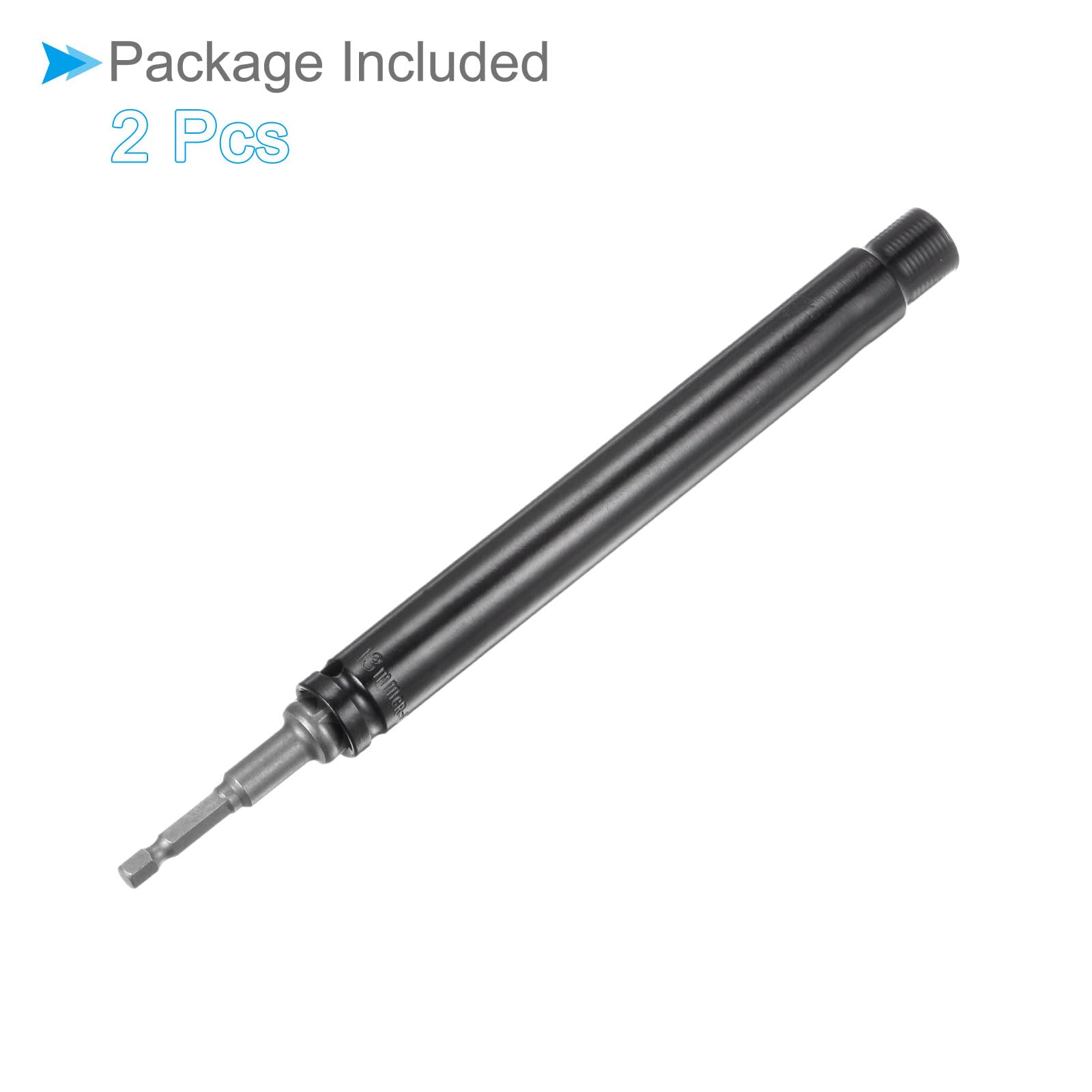Prolunga Presa Cava, Misura 13mm Lunghezza 200mm Attacco Esagonale 1/4" Adattatore 73mm Chiave Bussola 6 Punti Dadi Potenza Cambio Rapido-(Applicazioni: Asta Filettata Lunga), 2pz