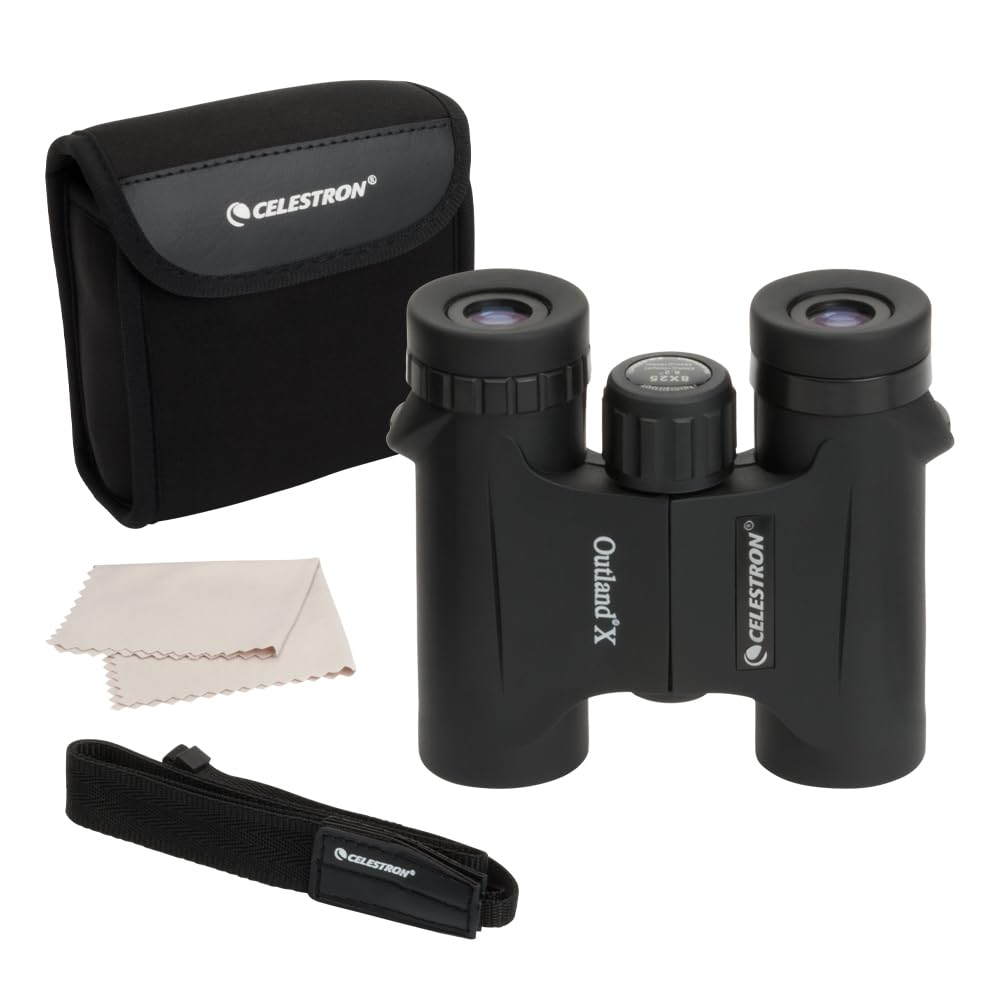 Celestron - Outland X 8x25 Binoculars – Ideal for Birding and Outdoors – 25mm Objective Lenses – Wide 8.2° Field of View – BaK-4 Prisms – Multi-Coated