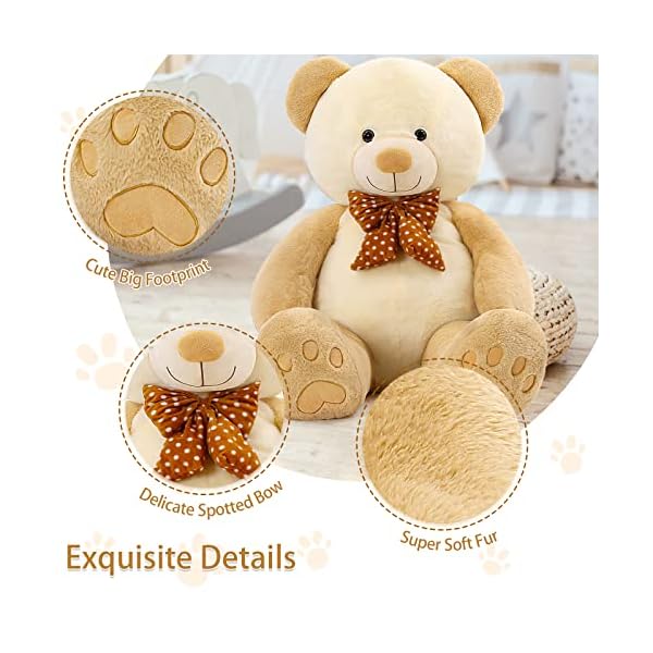 MorisMos Ours en Peluche Geant XXL 120cm, Kawaii Nounours Geante Marron Douce Câlin, Grand Teddy Bear,Idée Cadeau pour Maman Enfant Filles Femme Anniversaire Noel Décorations 51eJp2W9fZL. SS600