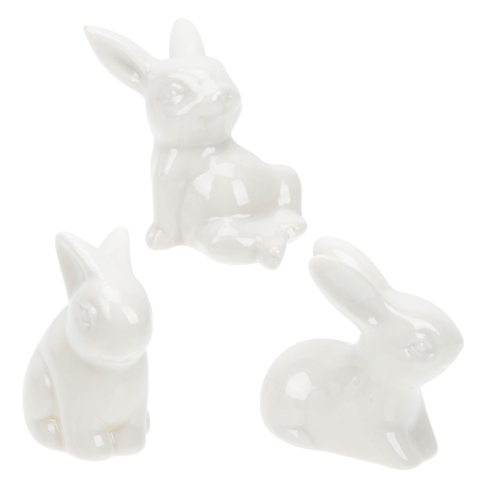 Alipis 3 Set Ornamento Coniglio in Porcellana Bianca Decori Portachiavi Coniglietto Camera Cestino Del Coniglietto Micro Ornamento Paesaggistico Animali Pasqua Ceramica 3 Pezzi * 3