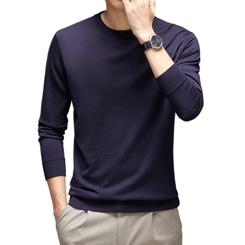 T-shirt manches longues homme laine mérinos col rond haut thermique