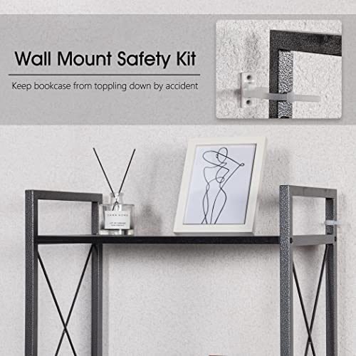 Lavievert 4-Tier Industrial Bookshelf Vintage Bookcase Shelf Organizer Rustic Wood And Metal Storage Rack For Home, Office, Garage, Kitchen, Living Room - Black #TOP4