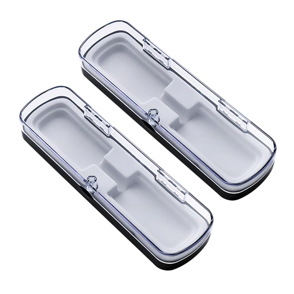 Hugede Grey 2 Pcs Pen Gift Packaging Box Empty Pen Case Pencil Display Box With Clear Lid For Business Souvenir
