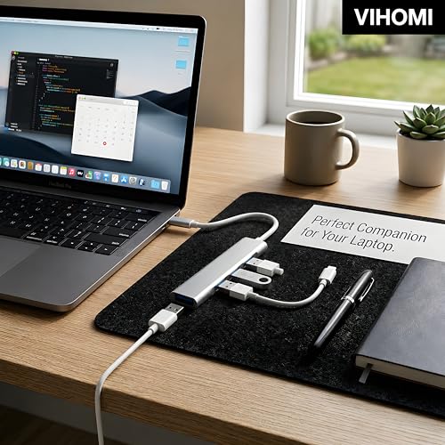 Image of 4 in 1 Portable USB 3.0 Hub (Type-C to 4 USB-A Ports) with Aluminum Shell, USB Port Hub 3.0 for PC, Tablet, MacBook, Laptop - Silver