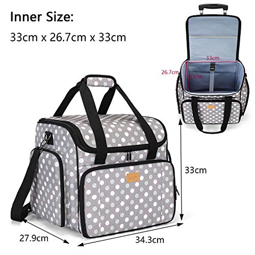 Miniatura 5 de Luxja Bolsa Para Máquinas De Coser Con Trolley Desmontable, Maletas De Transporte Para Máquinas De Coser Y Accesorios Solo Bolsa , Puntos Grises