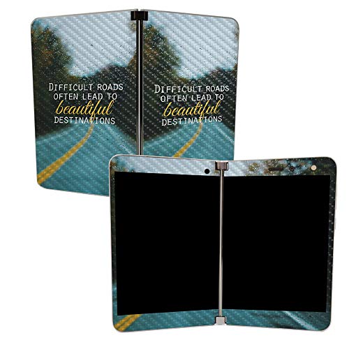 Image of MightySkins Carbon Fiber Skin for Microsoft Surface Duo - Difficult Roads | Protective, Durable Textured Carbon Fiber Finish | Easy to Apply | Made in The USA
