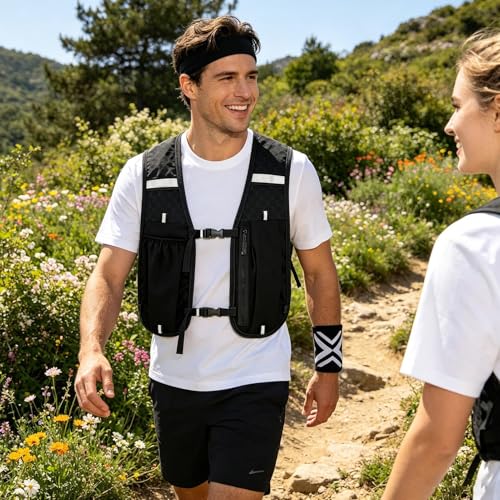 Chaleco reflectante para correr unisex con diadema y pulsera ajustable 2